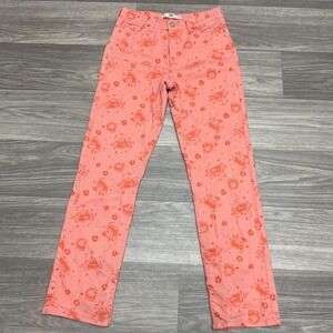Levi's 512 Orange Pink Jeans Womens 29x32 Slim Fit Stretch Straight Floral Denim